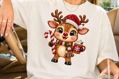 Rhinestone Christmas Reindeer PNG Sublimation Design