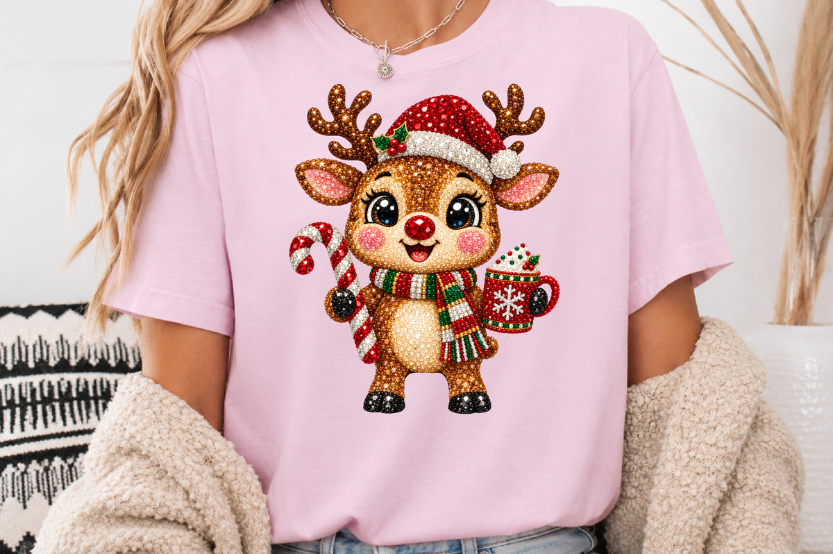Rhinestone Christmas Reindeer PNG Sublimation Design