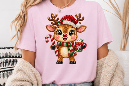 Rhinestone Christmas Reindeer PNG Sublimation Design