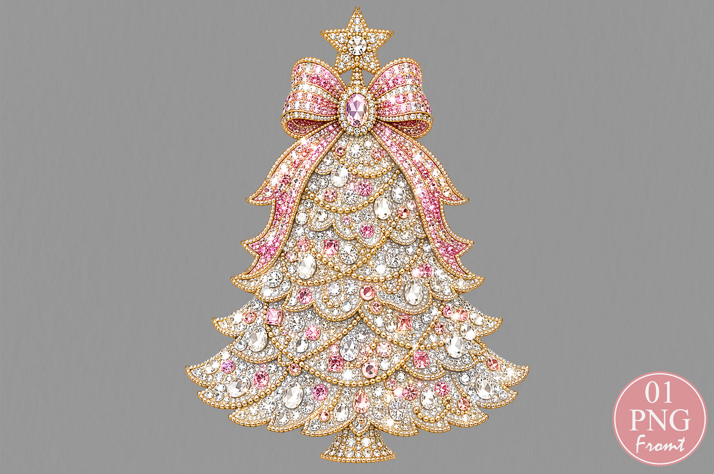 Rhinestone Christmas Tree PNG Sublimation Design