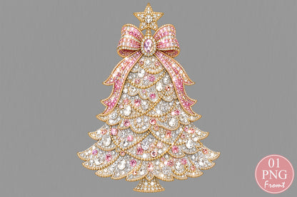 Rhinestone Christmas Tree PNG Sublimation Design