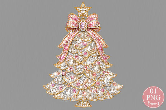 Rhinestone Christmas Tree PNG Sublimation Design