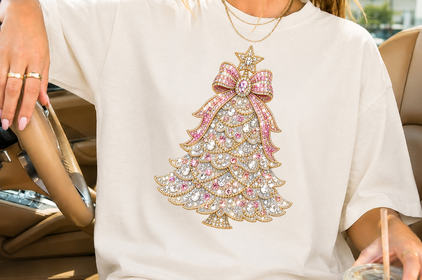Rhinestone Christmas Tree PNG Sublimation Design