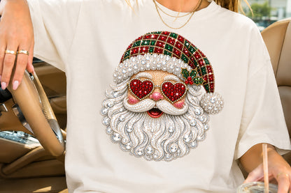 Rhinestone Santa Claus Christmas PNG Sublimation Design