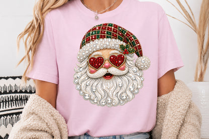 Rhinestone Santa Claus Christmas PNG Sublimation Design