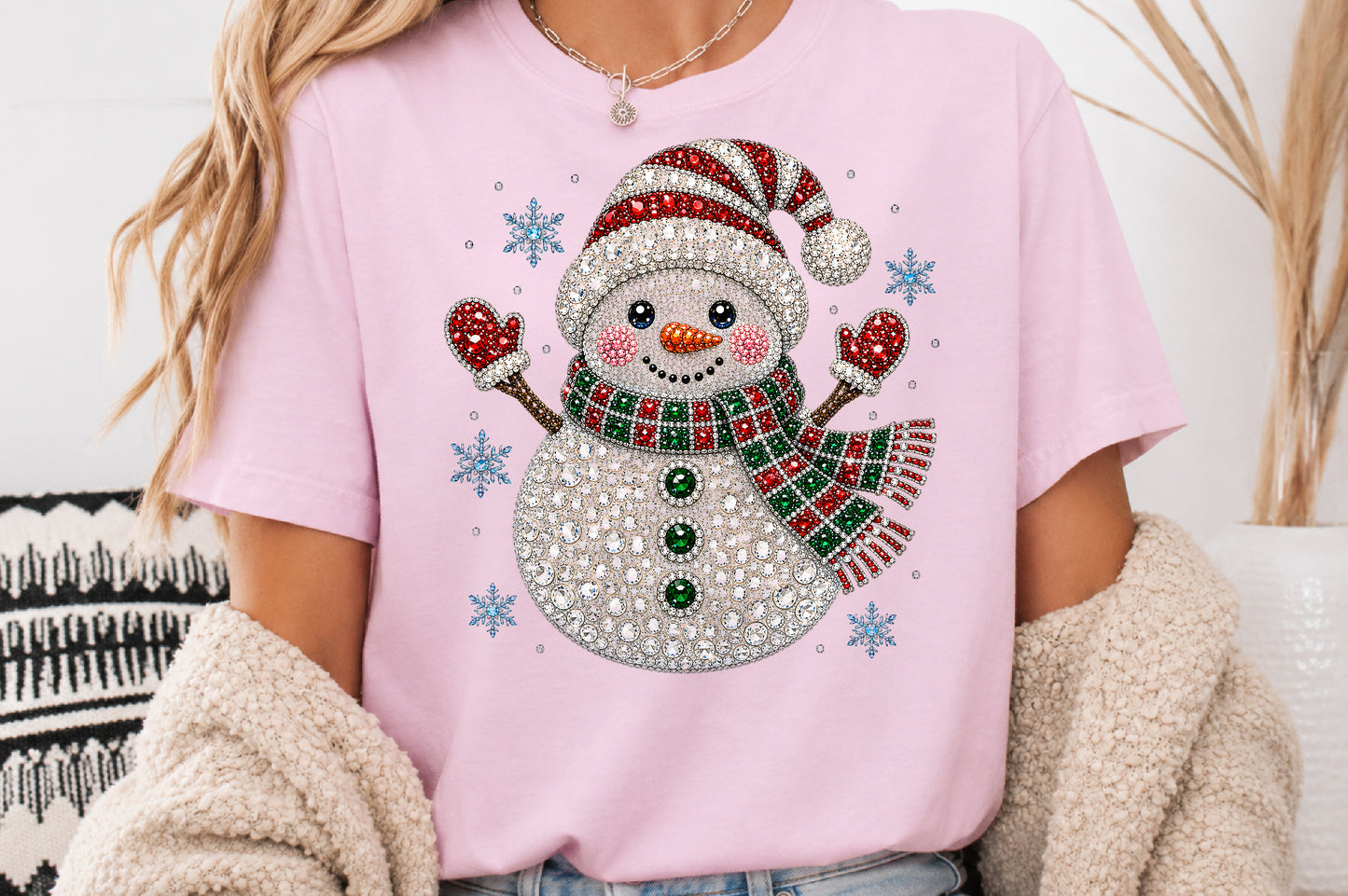 Rhinestone Snowman Christmas PNG Sublimation Design