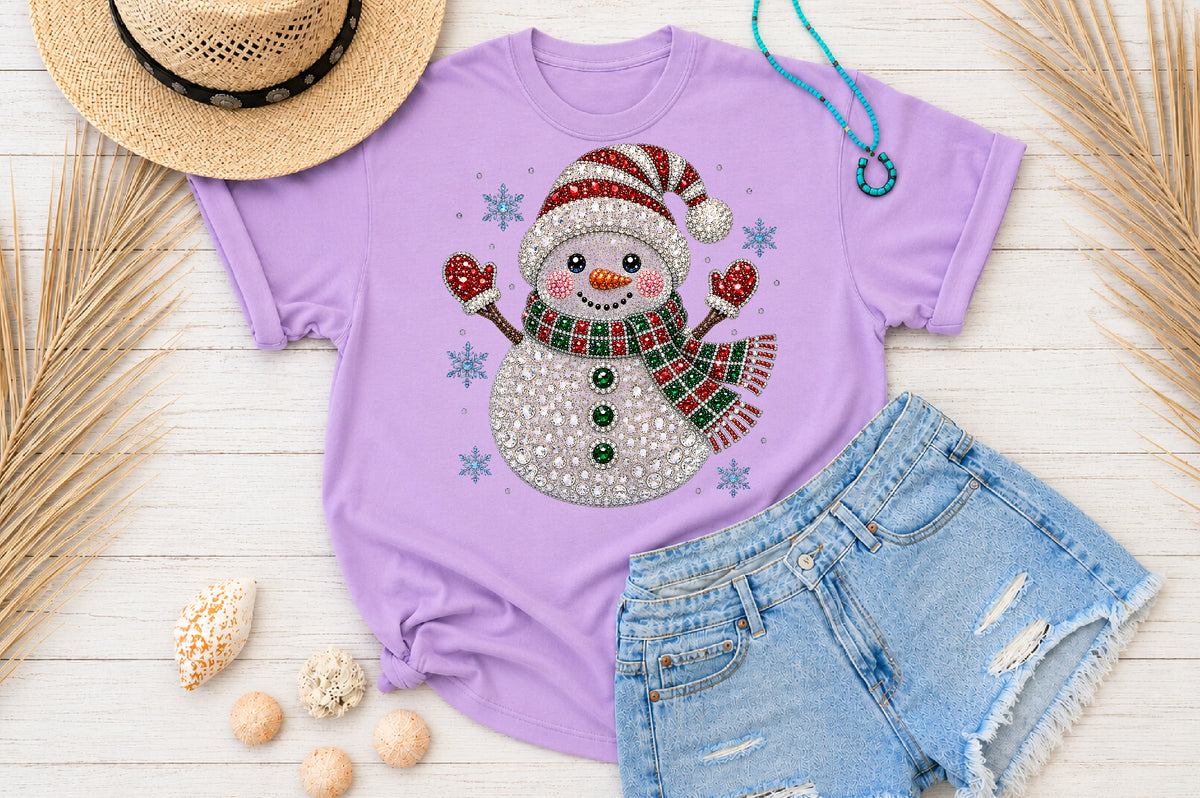 Rhinestone Snowman Christmas PNG Sublimation Design