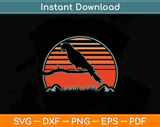 Ringneck Parakeet Parrot Retro Vintage 80s Style Svg Digital Cutting File