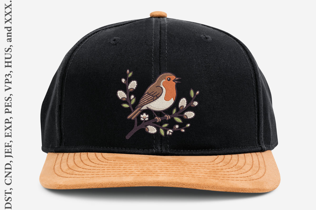 Robin Bird Embroidery Design – Beautiful Robin Bird Machine Embroidery Pattern, Woodland Nature Bird Embroidery Design