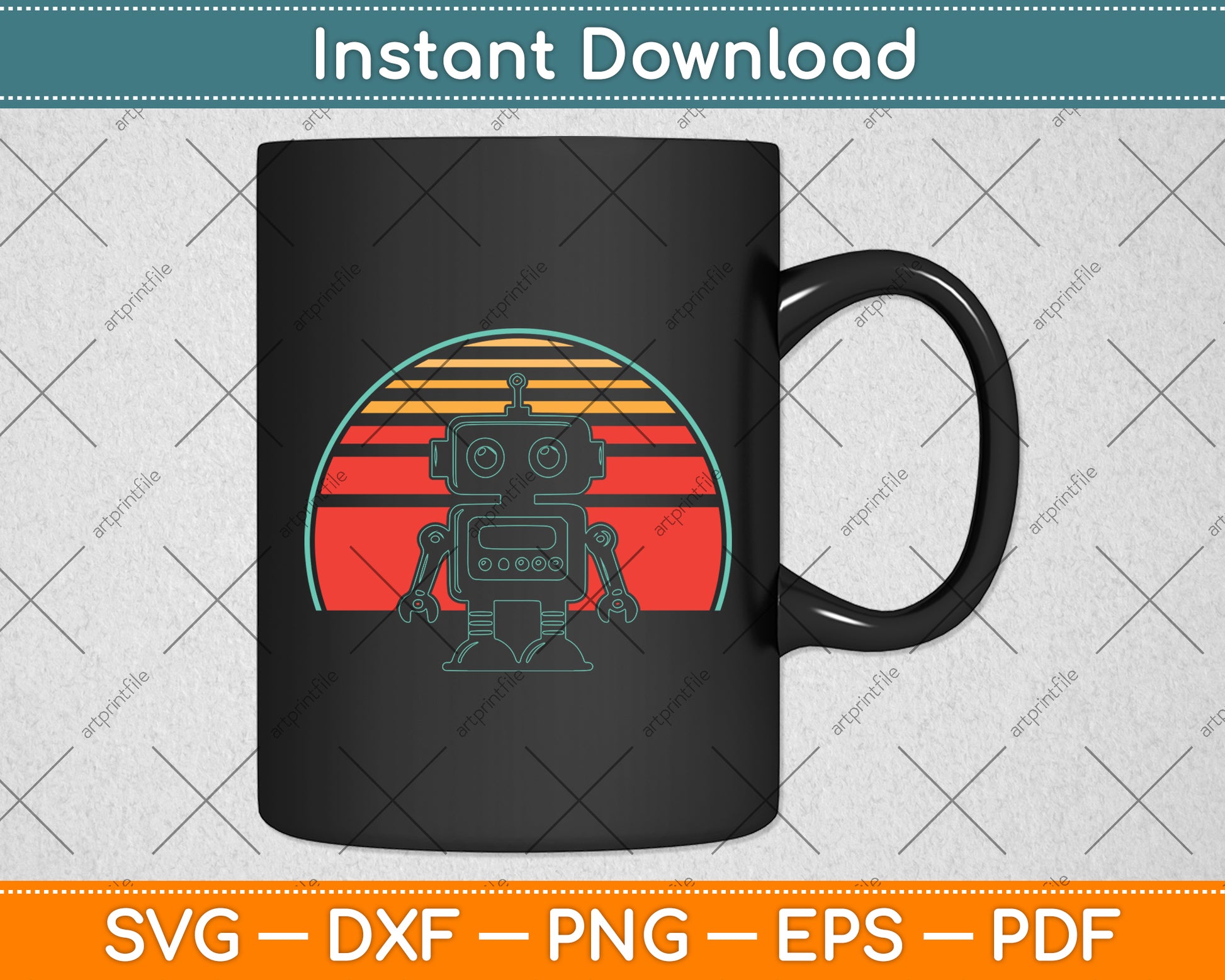 Robot Retro Vintage 80s Style Robotics Engineer Svg Digital Cutting File