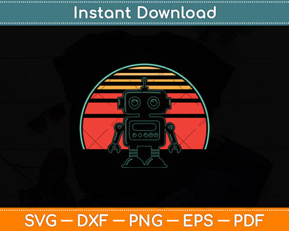 Robot Retro Vintage 80s Style Robotics Engineer Svg Digital Cutting File