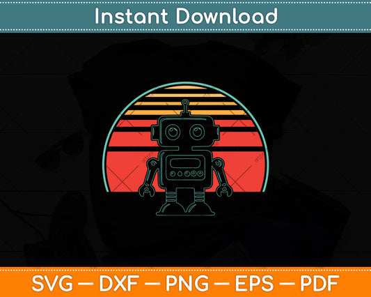 Robot Retro Vintage 80s Style Robotics Engineer Svg Digital Cutting File