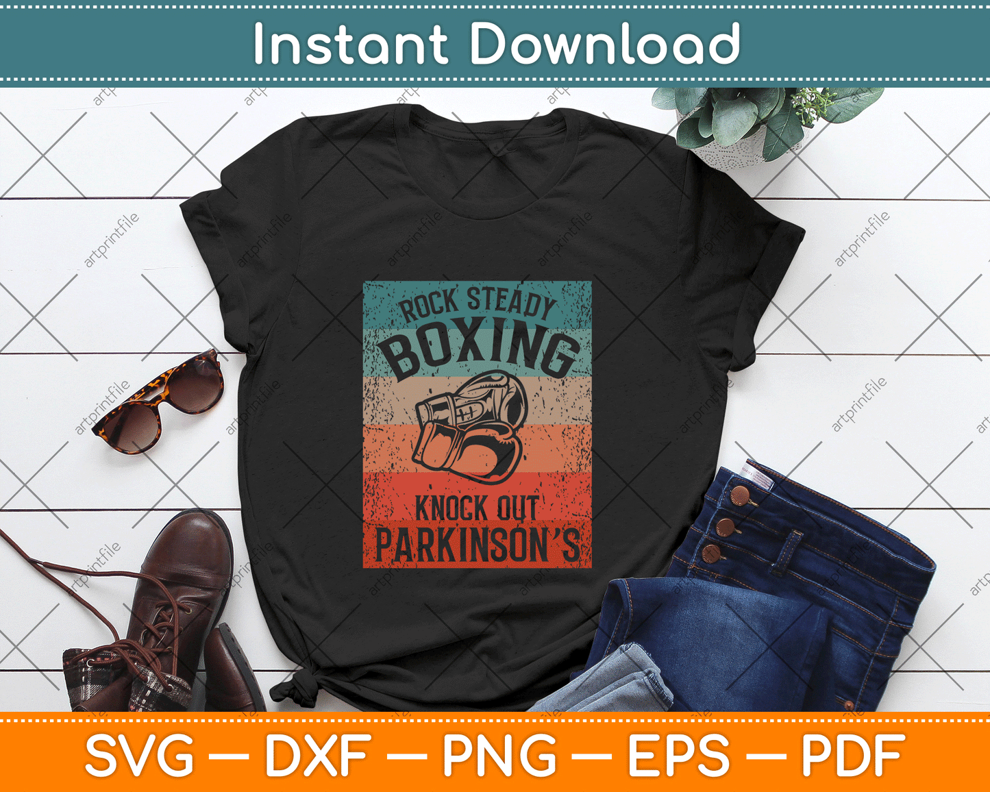 Rock Steady Boxing Knock Out Parkinson’s Awareness SVG Cutting File