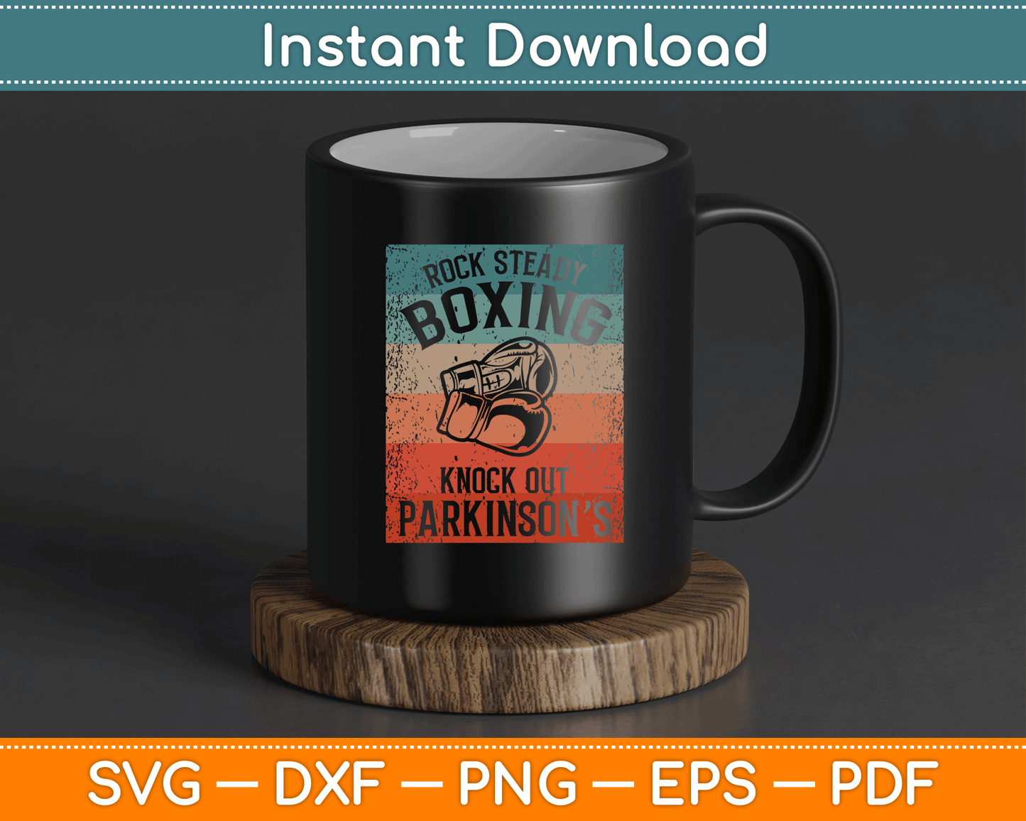 Rock Steady Boxing Knock Out Parkinson’s Awareness SVG Digital Cutting File