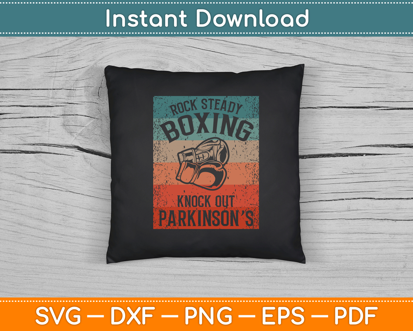 Rock Steady Boxing Knock Out Parkinson’s Awareness SVG Digital Cutting File