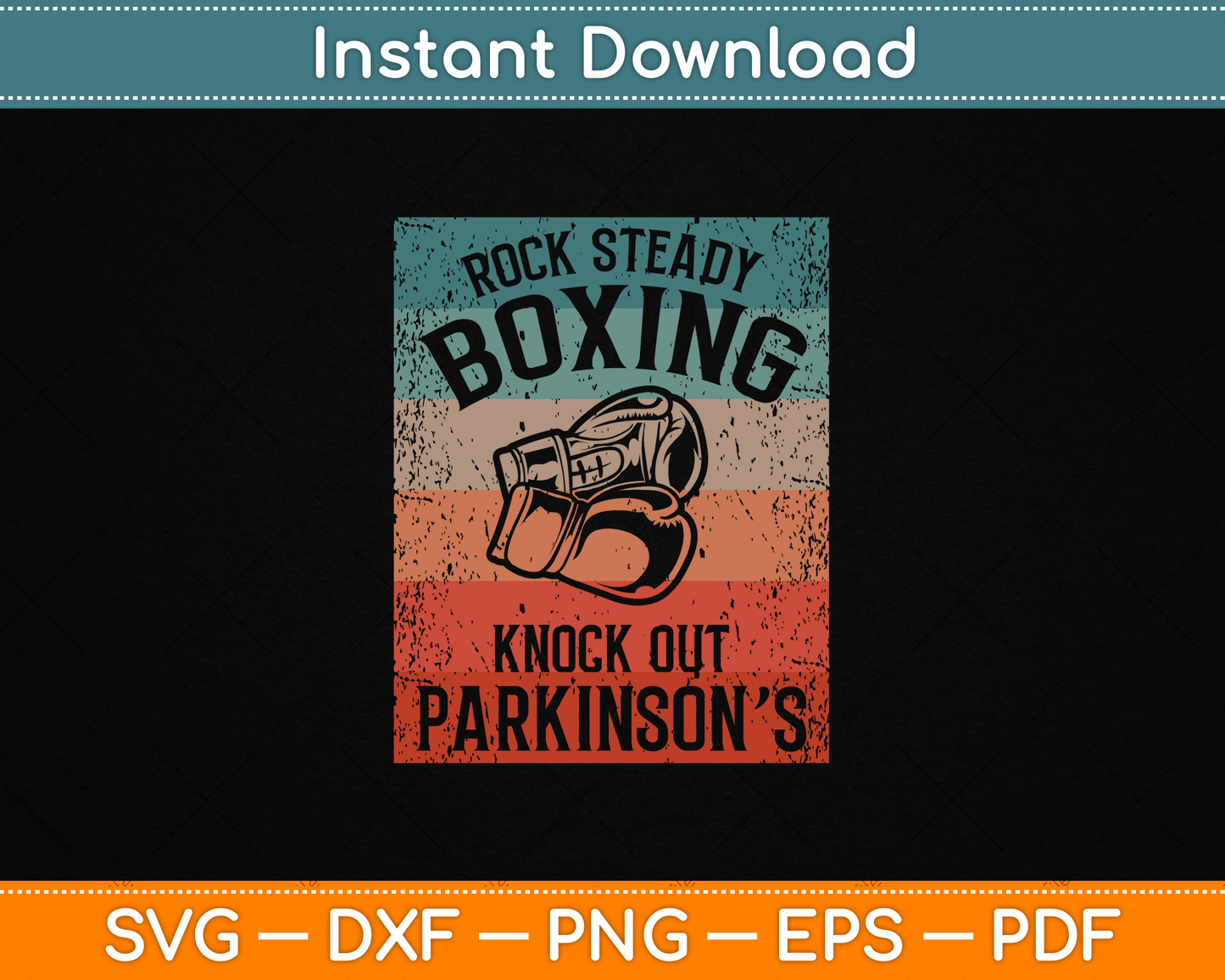 Rock Steady Boxing Knock Out Parkinson’s Awareness SVG File