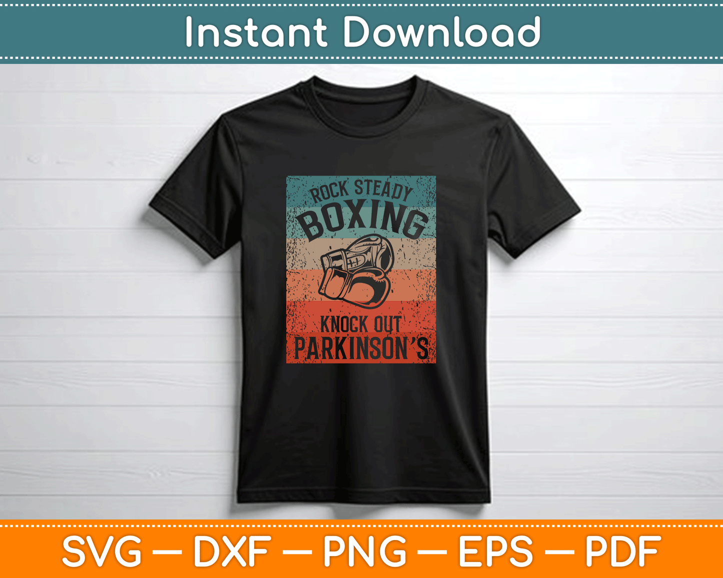 Rock Steady Boxing Knock Out Parkinson’s Awareness SVG PNG Files