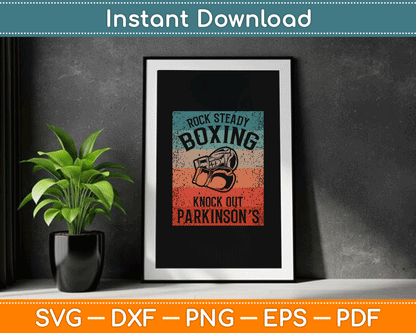 Rock Steady Boxing Knock Out Parkinson’s Awareness SVG Digital Cutting File