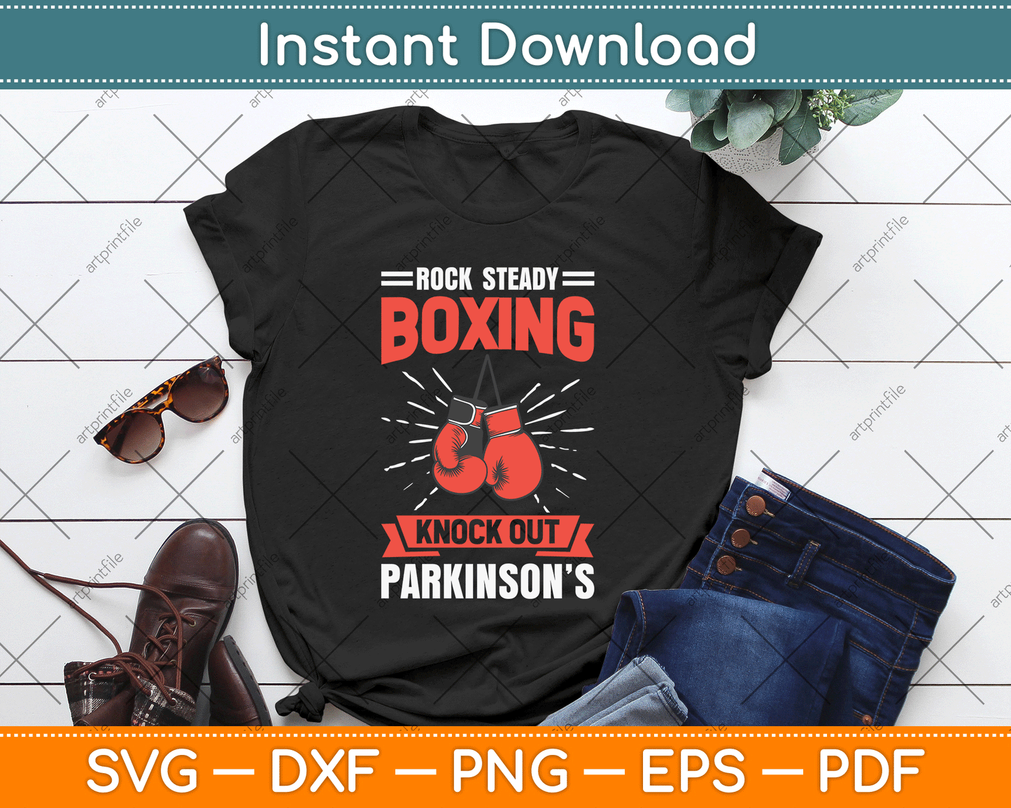 Rock Steady Boxing Knock Out Parkinson’s Boxer SVG Cutting File