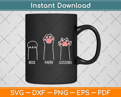 Rock Paper Scissors Hand Game Cute Paw Funny Cat Svg Digital Cutting File