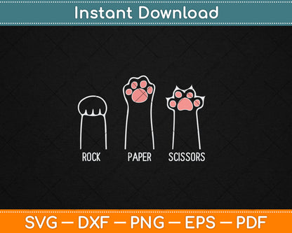 Rock Paper Scissors Hand Game Cute Paw Funny Cat Svg Digital Cutting File