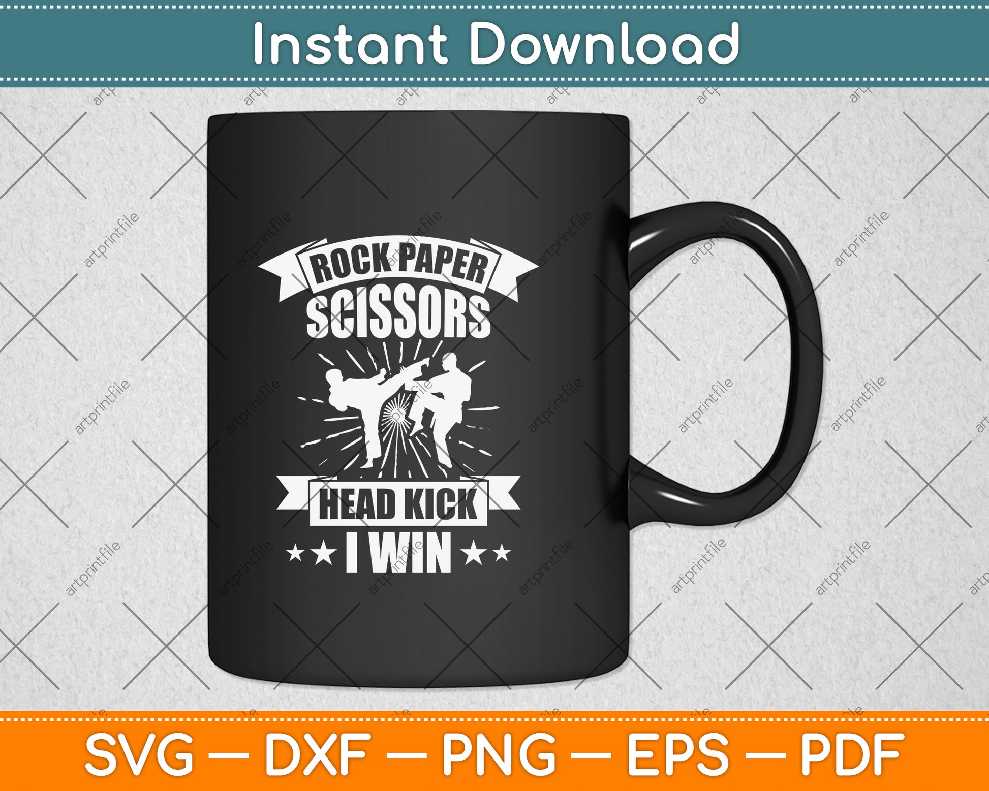 Rock Paper Scissors Headkick Win Funny Taekwondo Karate Svg Png Dxf Digital Cutting File
