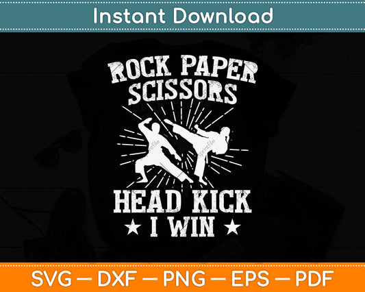 Rock Paper Scissors Headkick Win Funny Taekwondo Karate Svg Png Dxf Digital Cutting File