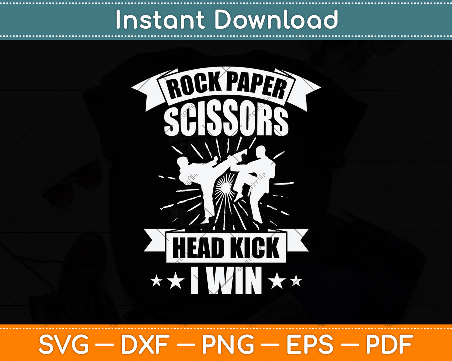 Rock Paper Scissors Headkick Win Funny Taekwondo Karate Svg Png Dxf Digital Cutting File