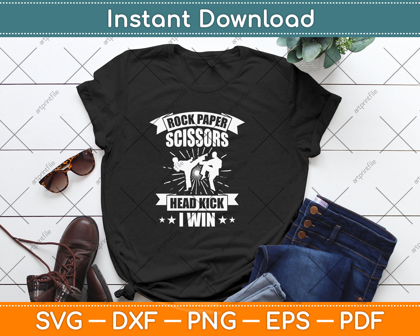 Rock Paper Scissors Headkick Win Funny Taekwondo Karate Svg Png Dxf Digital Cutting File