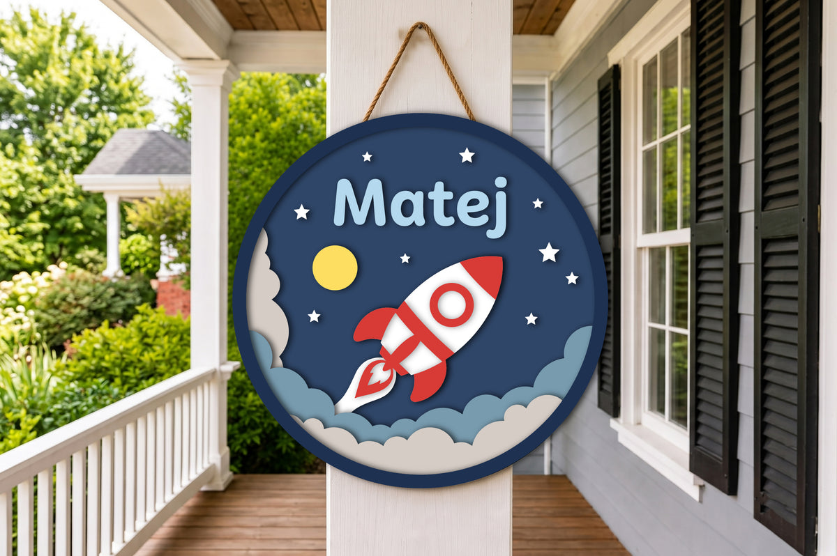 Rocket Ship Space Customized Sign SVG