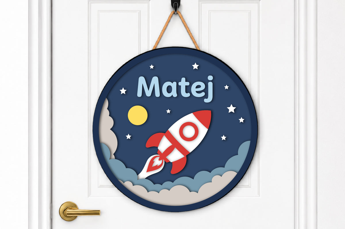 Rocket Ship Space Customized Sign SVG