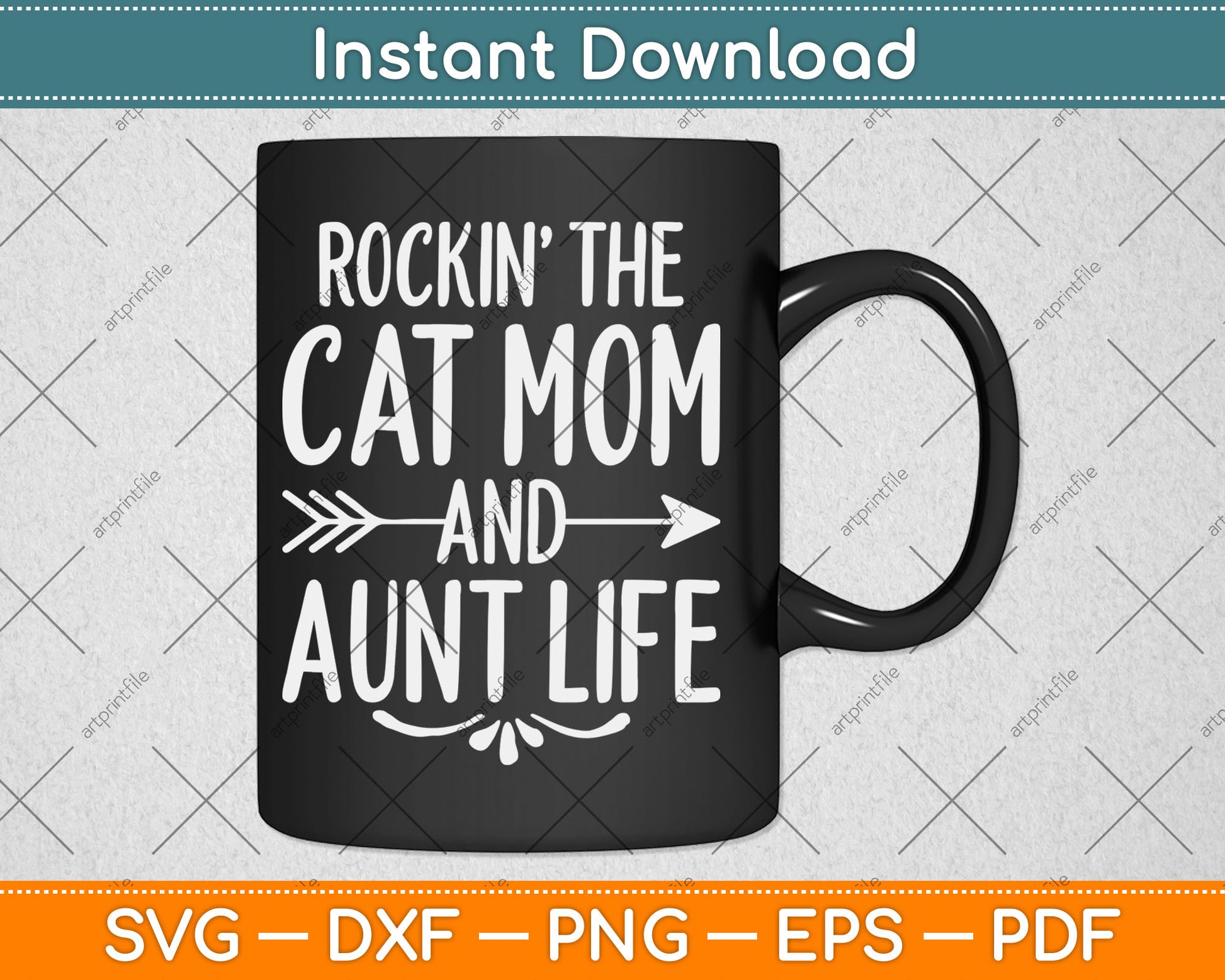 Rockin' The Cat Mom And Aunt Life Auntie Gifts Kitty Lover Svg Digital Cutting File