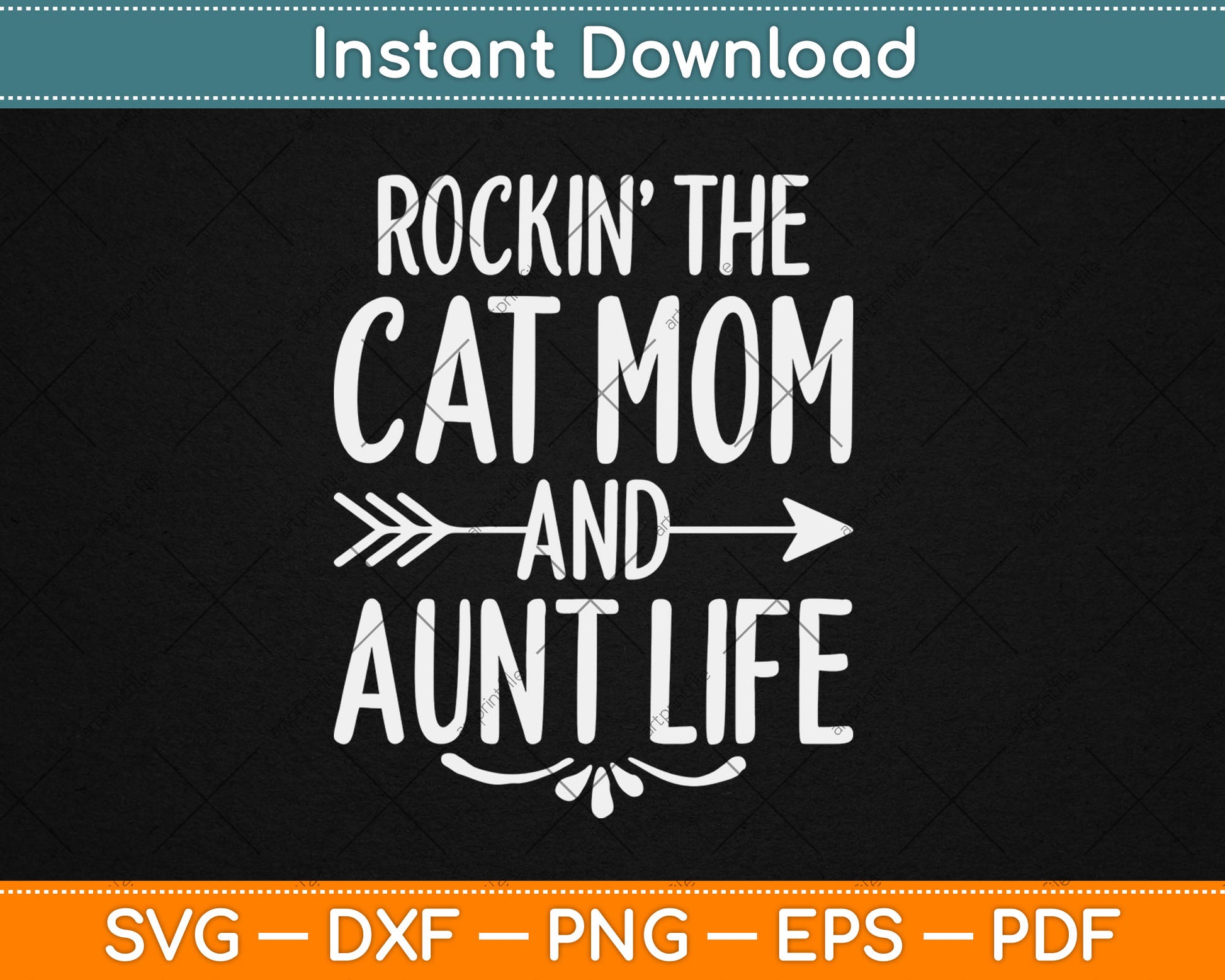 Rockin' The Cat Mom And Aunt Life Auntie Gifts Kitty Lover Svg Digital Cutting File