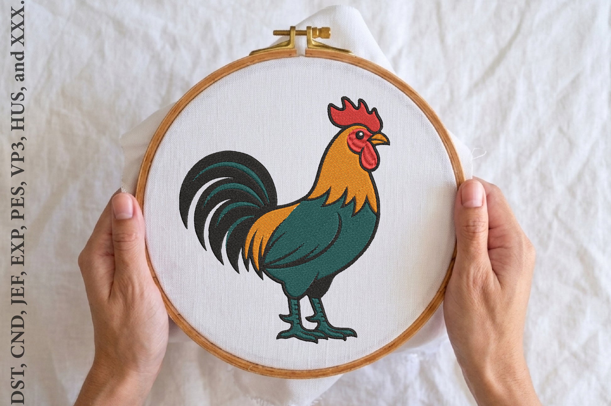 Rooster Animal Embroidery Designs – Farm Rooster Machine Embroidery Pattern, Cute Country Chicken Embroidery Design