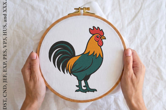 Rooster Animal Embroidery Designs – Farm Rooster Machine Embroidery Pattern, Cute Country Chicken Embroidery Design