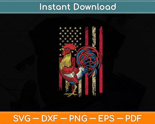 Rooster Chicken American Flag Independence Day 4th Of July Svg Digital Cutting File