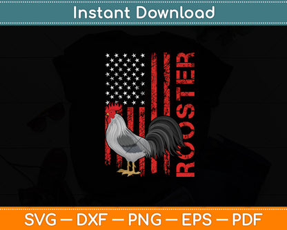 Rooster Chicken American Flag USA Fighting Cock Svg Digital Cutting File