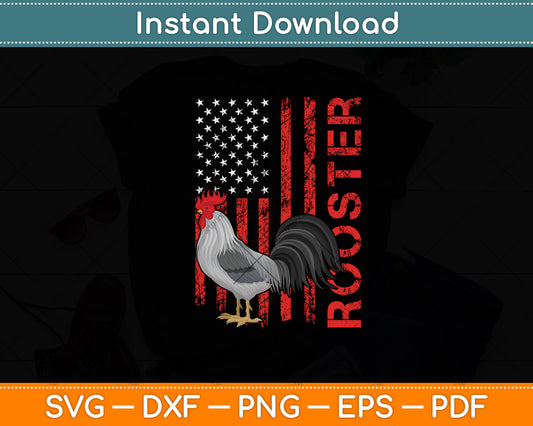 Rooster Chicken American Flag USA Fighting Cock Svg Digital Cutting File