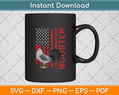 Rooster Chicken American Flag USA Fighting Cock Svg Digital Cutting File