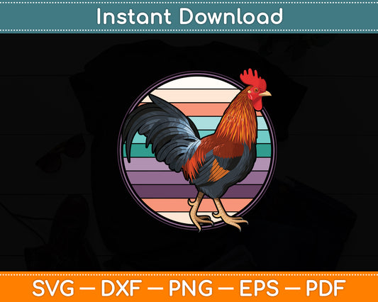 Rooster Distressed Retro Vintage Chicken Farm Poultry Lover Svg Digital Cutting File