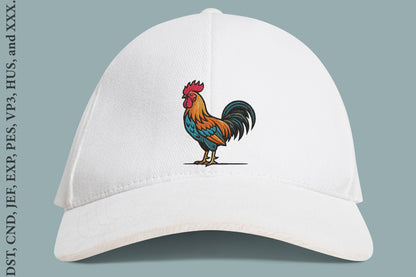 Rooster Embroidery Design – Beautiful Rooster Machine Embroidery Pattern, Farm Animal & Country Embroidery Design
