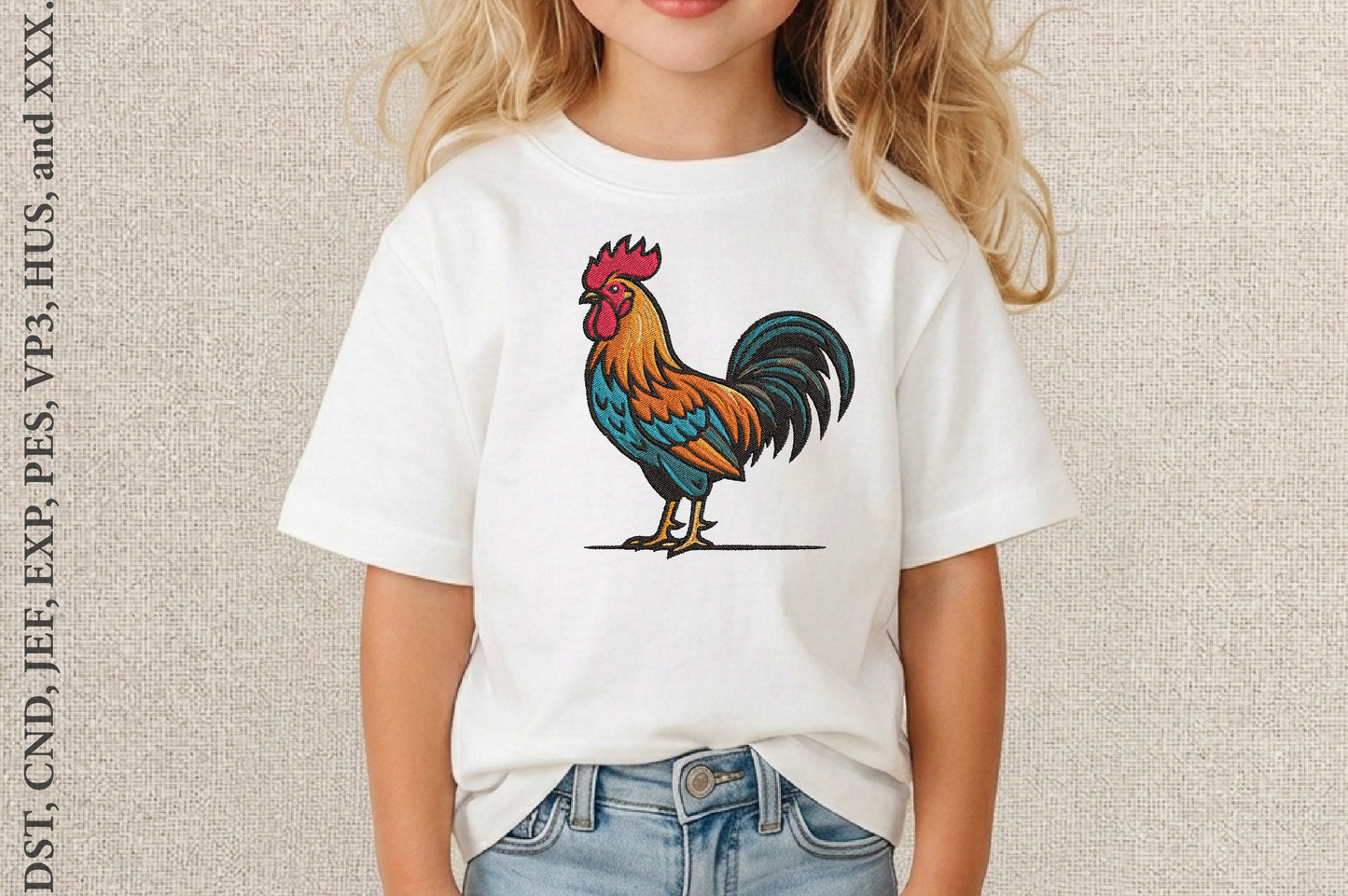 Rooster Embroidery Design – Beautiful Rooster Machine Embroidery Pattern, Farm Animal & Country Embroidery Design