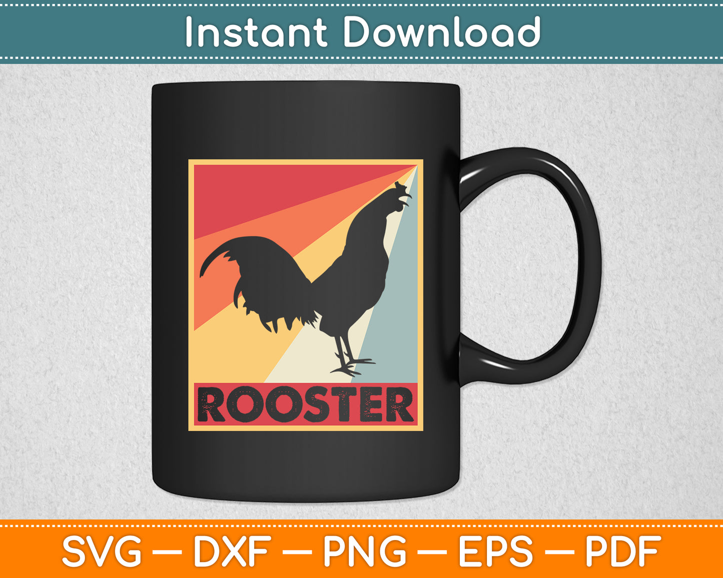 Rooster Vintage Retro Svg Digital Cutting File