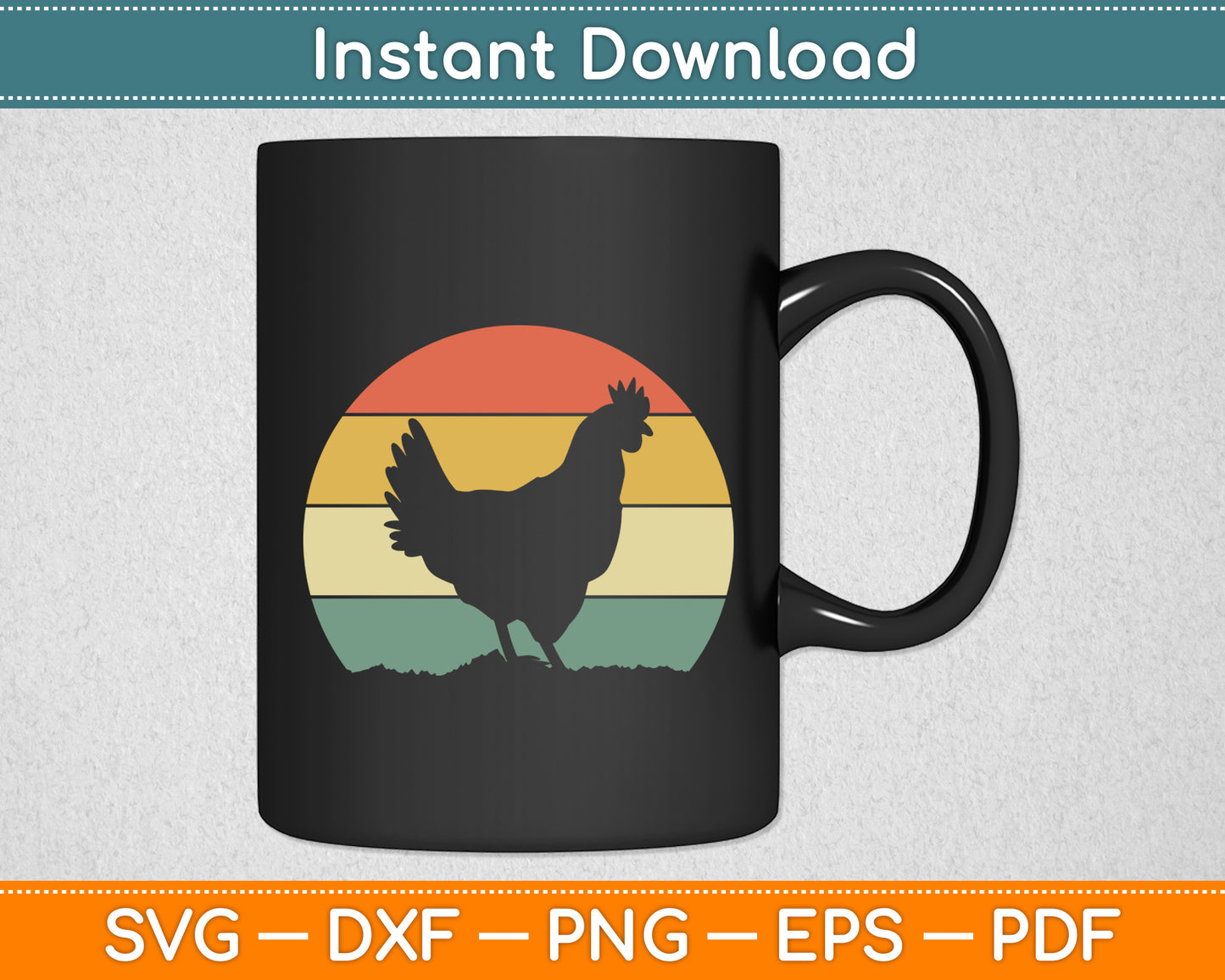 Rooster Vintage Retro Style Svg Png Dxf Digital Cutting File