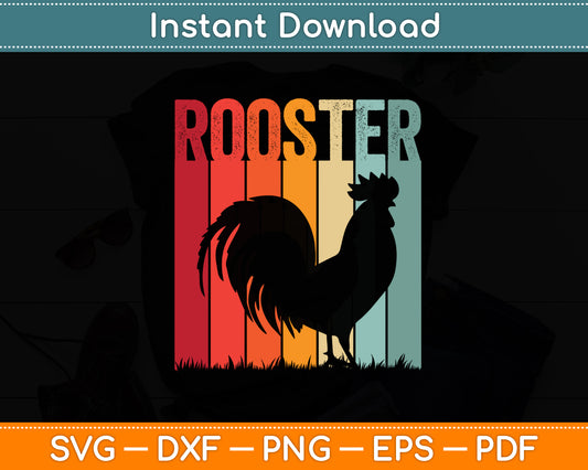 Rooster Vintage Retro Style Svg Png Dxf Digital Cutting File