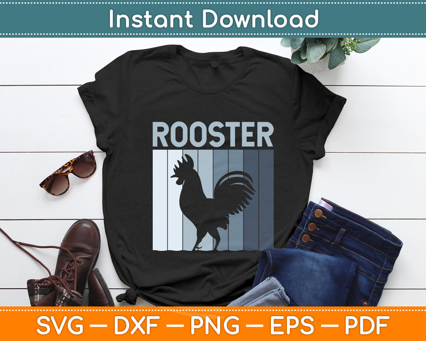 Rooster Vintage Retro Svg Digital Cutting File