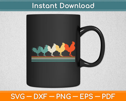 Roosters Chicken Retro Vintage Svg Png Dxf Digital Cutting File