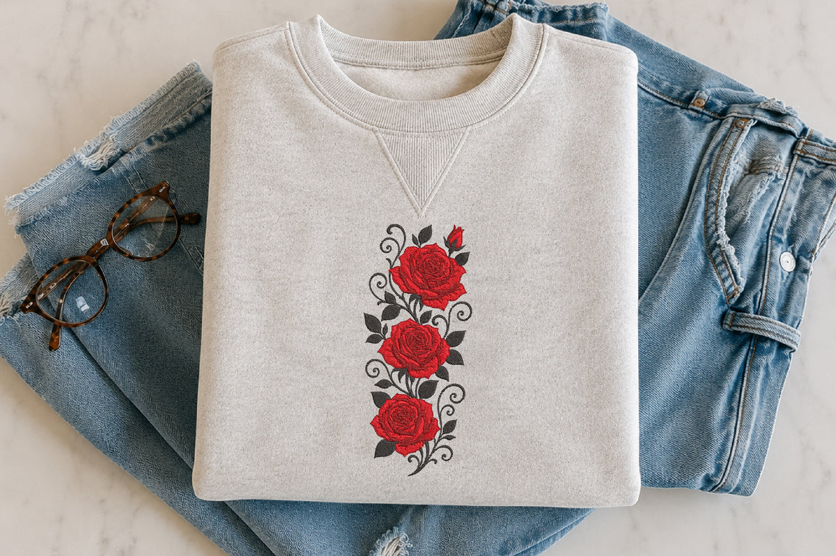 Red Rose Embroidery Design