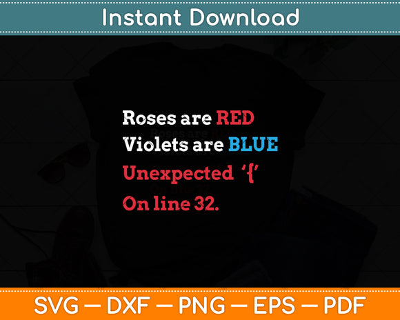 Roses Are Red Violets Are Blue Computer Programmer Funny Svg Digital Cutting File