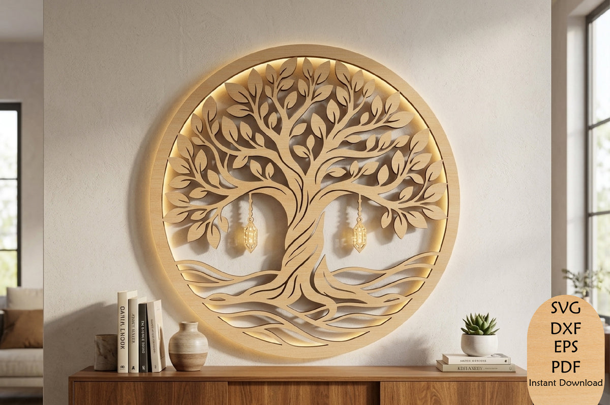 Round Wooden Tree of Life Laser Cut SVG File